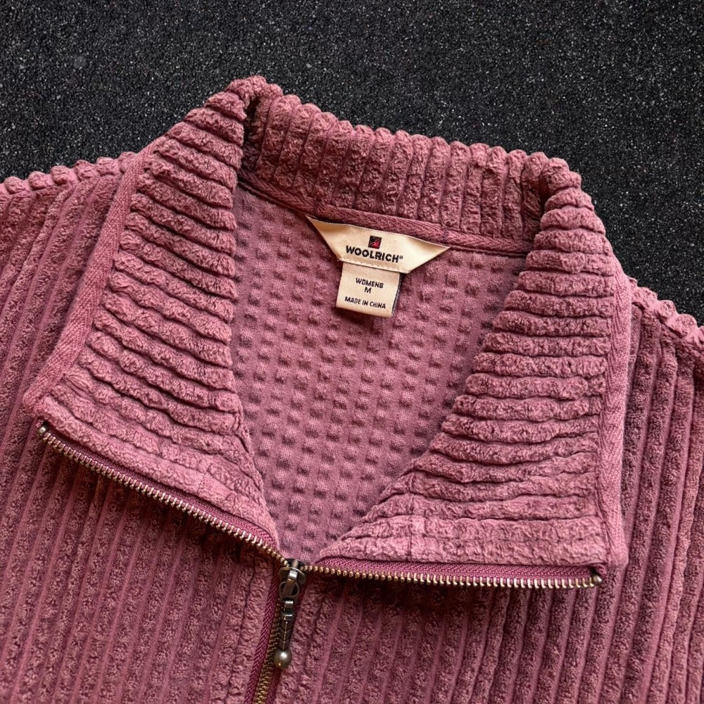 Woolrich Vintage Burgundy Corduroy Zip Up Sweater Jacket Womens M Hazelberry